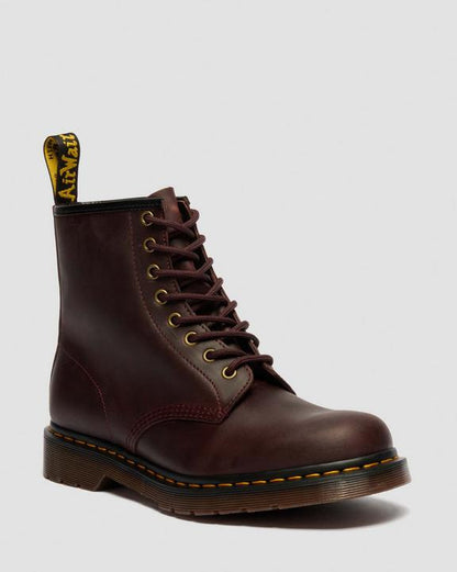 Dr Martens Crazy Horse Leather Boots - Cherry Red