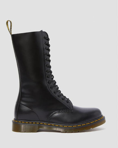 Smooth Leather Tall Boots - Black - Womens