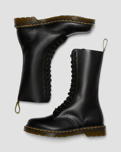 Smooth Leather Tall Boots - Black - Womens