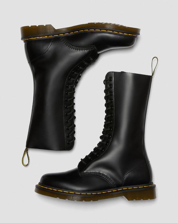 Smooth Leather Tall Boots - Black - Womens