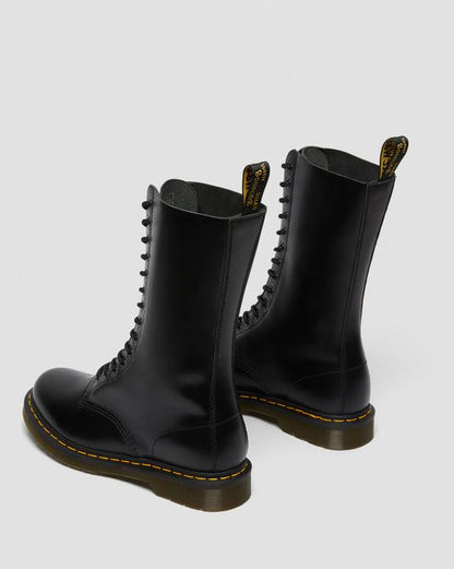 Smooth Leather Tall Boots - Black - Womens