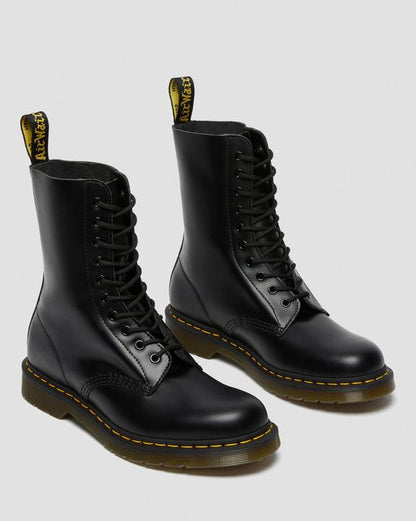 Dr. Martens 1490 Smooth Leather Mid Calf Boots Black - Womens