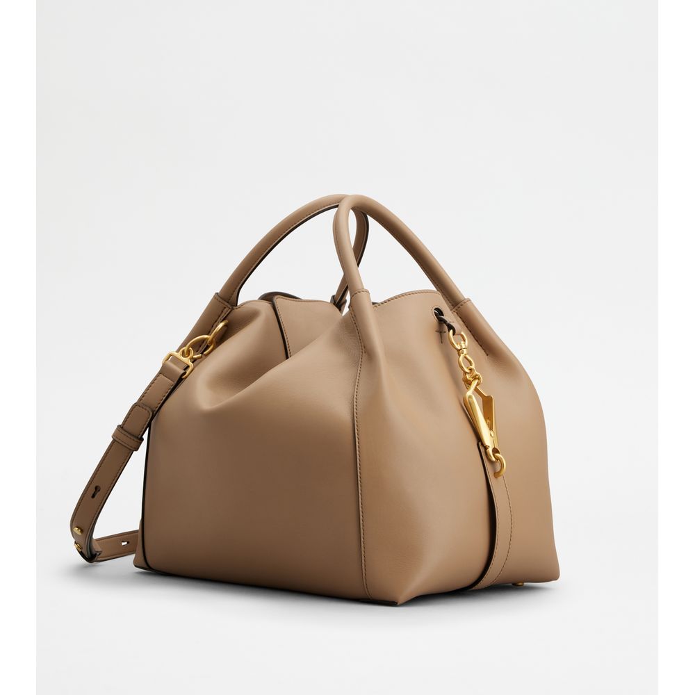 Tods Satchel In Leather Small Beige