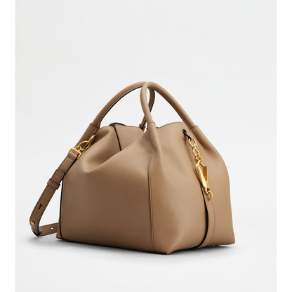 Tods Satchel In Leather Small Beige