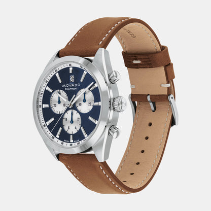 Movado Heritage Datron Men Quartz Blue Dial Chronograph Stainless Steel Watch 3650181