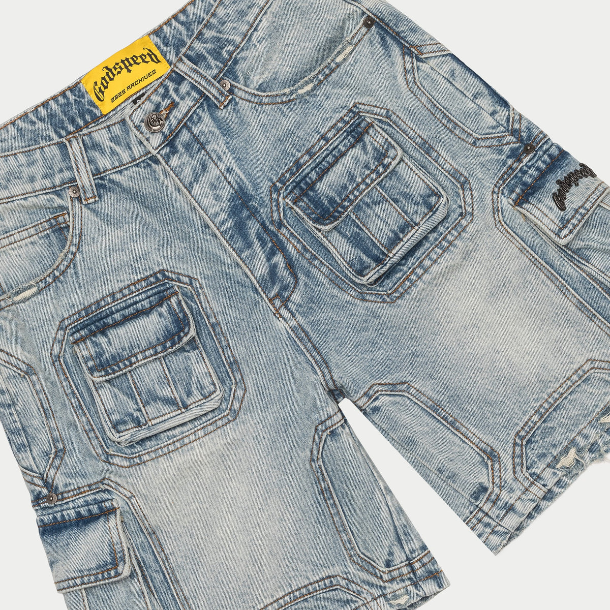 Godspeed Octagon Cargo Denim Shorts (Blue)