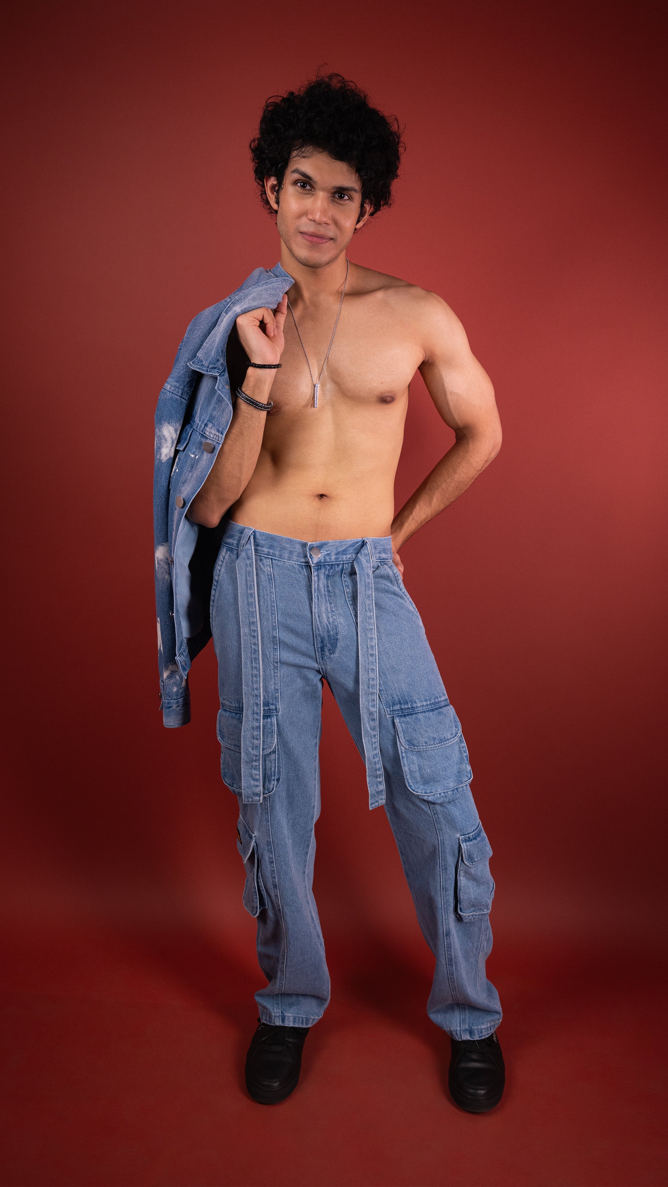 BLUE DENIM MEN'S CARGO