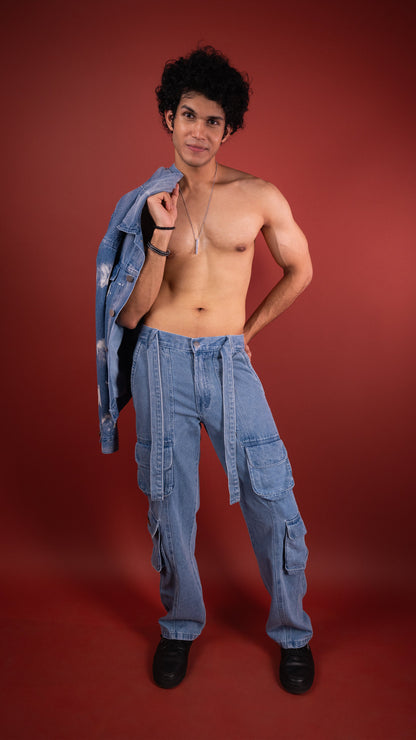 BLUE DENIM MEN'S CARGO