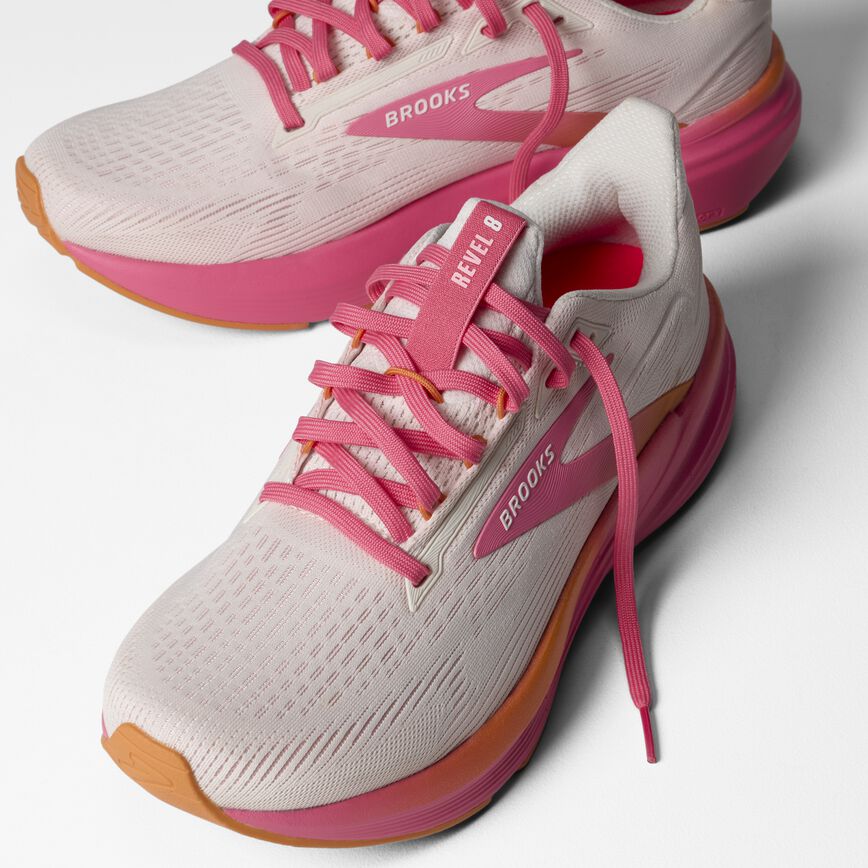 Brooks Revel 8 White/Pink/Tangerine (Women's)