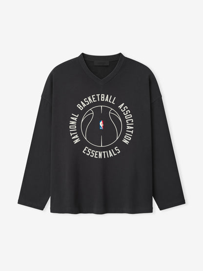 Essentials Nba X Barkley Hendricks Long Sleeve V-Neck Tee Faded Black