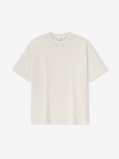 Essentials Embroidered Classic Short Sleeve Tee Oatmeal Heather