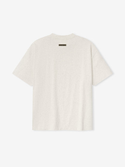 Essentials Embroidered Classic Short Sleeve Tee Oatmeal Heather
