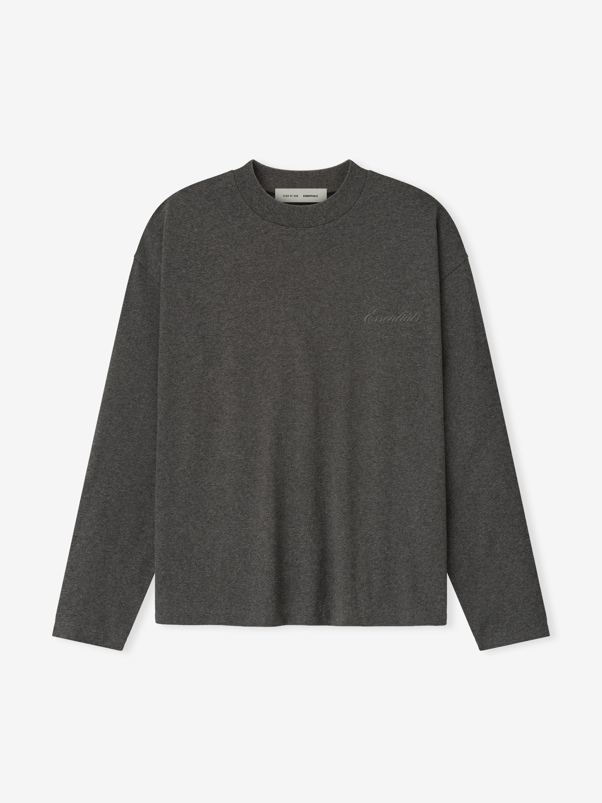 Essentials Embroidered Classic Fit Long Sleeve Charcoal Heather