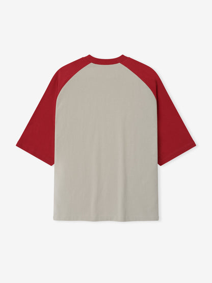 Essentials Baseball Tee Smoke Grey / Crimson