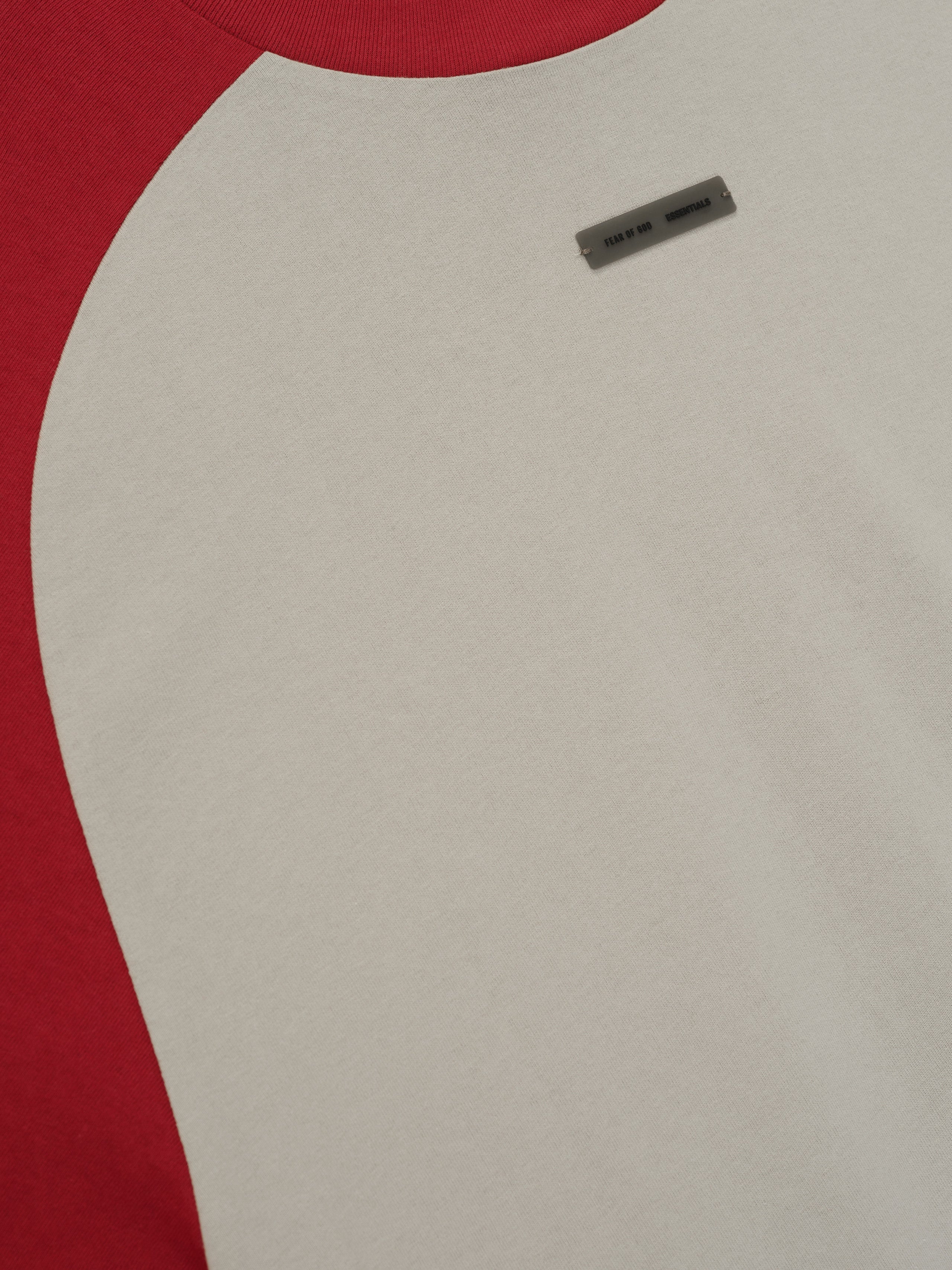 Essentials Baseball Tee Smoke Grey / Crimson