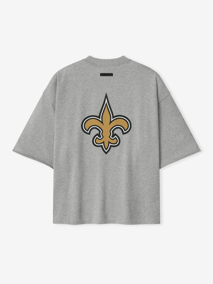 Essentials Saints 90S 3/4 Sleeve Football Tee Concrete Heather