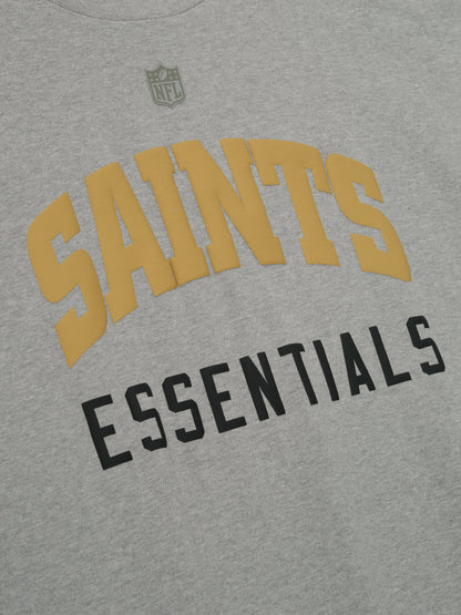 Essentials Saints 90S 3/4 Sleeve Football Tee Concrete Heather