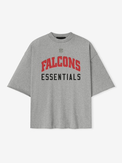 Essentials Falcons 90S 3/4 Sleeve Football Tee Concrete Heather