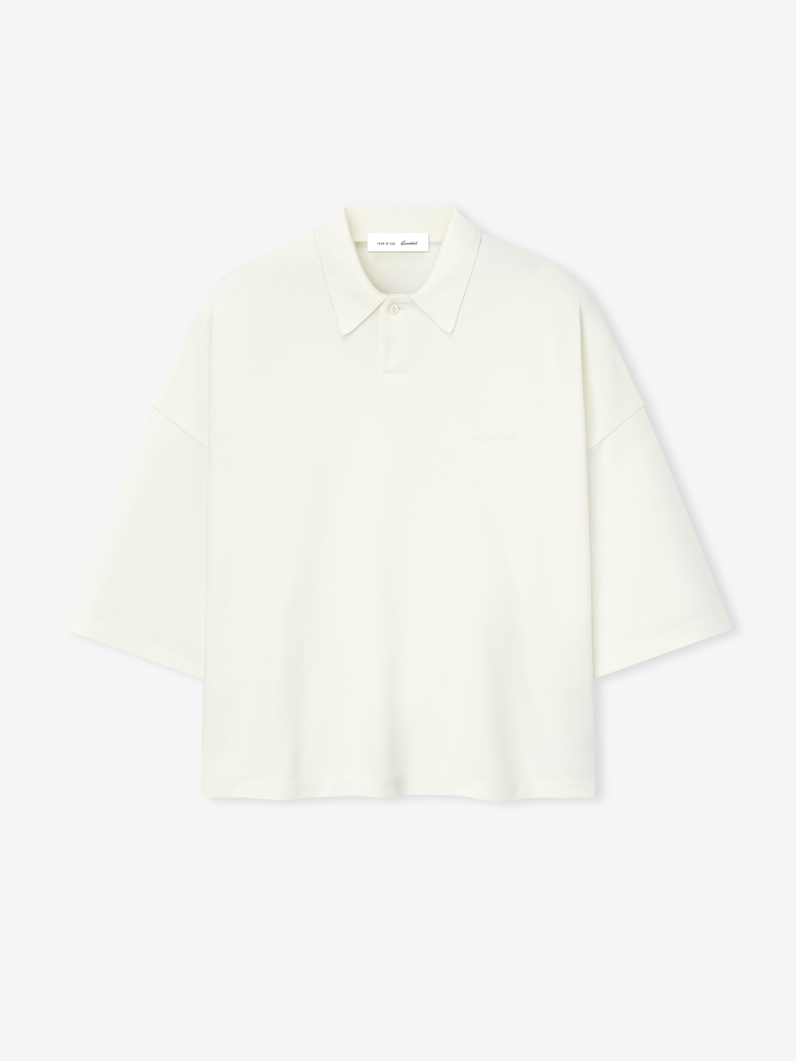 Essentials Pique Signature 90S Cropped Polo Ivory