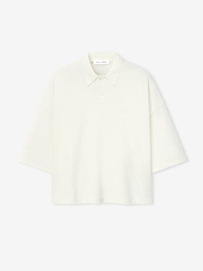 Essentials Pique Signature 90S Cropped Polo Ivory