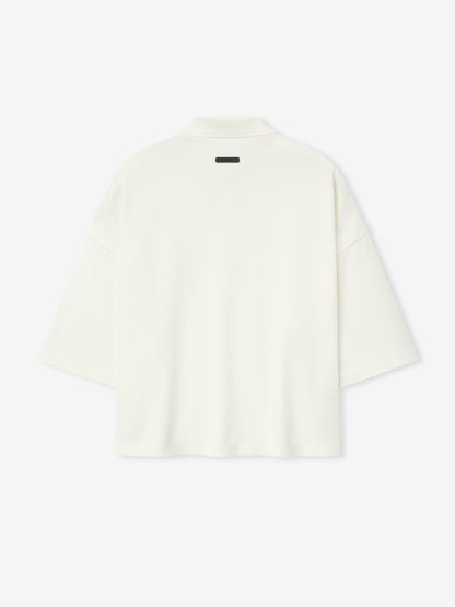 Essentials Pique Signature 90S Cropped Polo Ivory