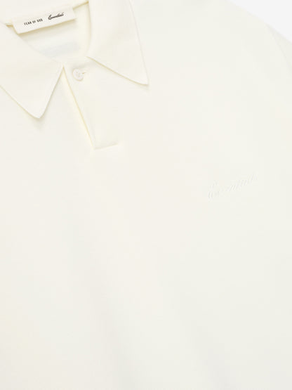 Essentials Pique Signature 90S Cropped Polo Ivory