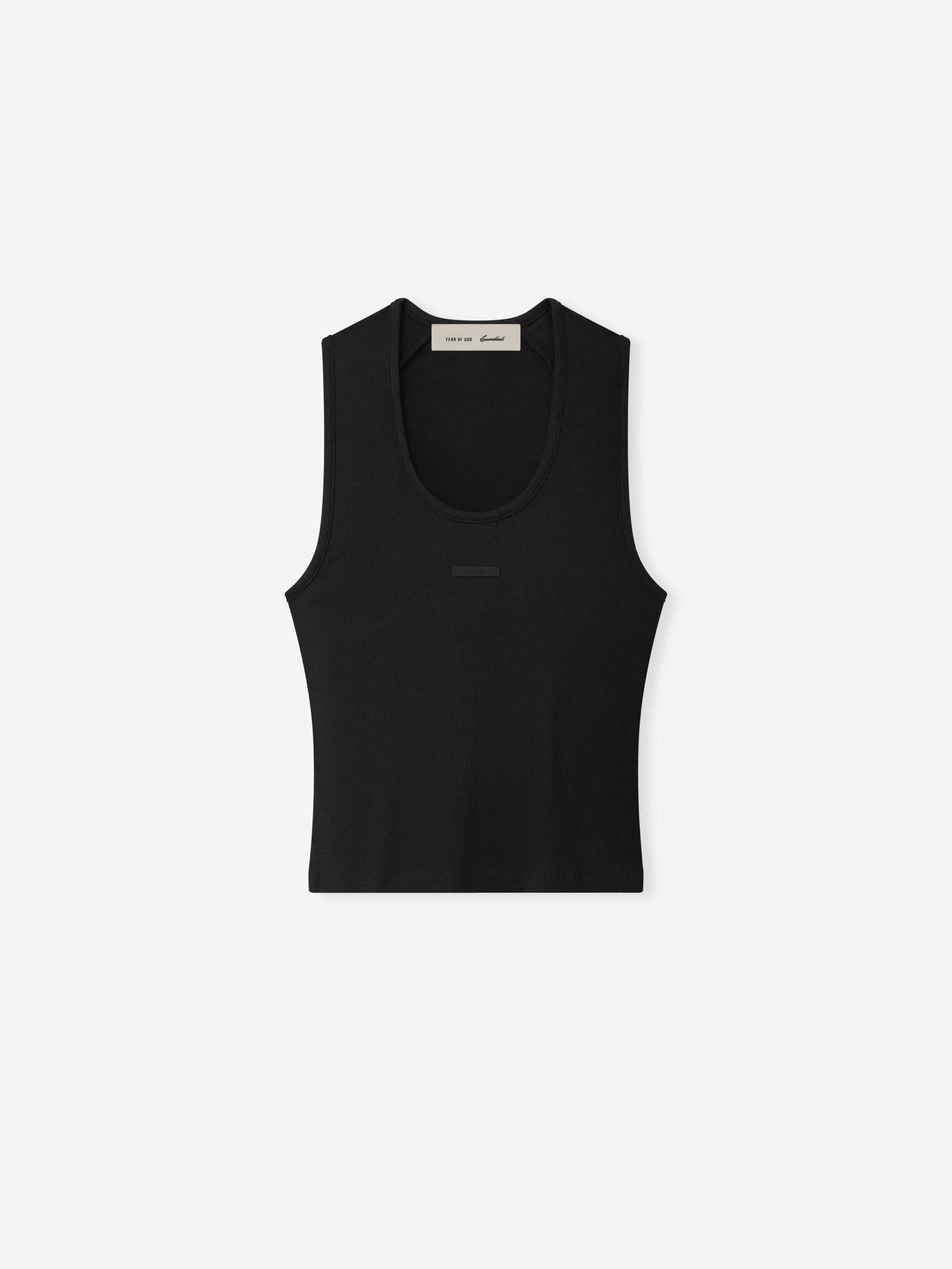 Essentials Womens Rib Knit Fitted Tank Vintage Black
