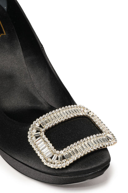Roger Vivier Crystal-Embellished Satin Platform Pumps Black Women's