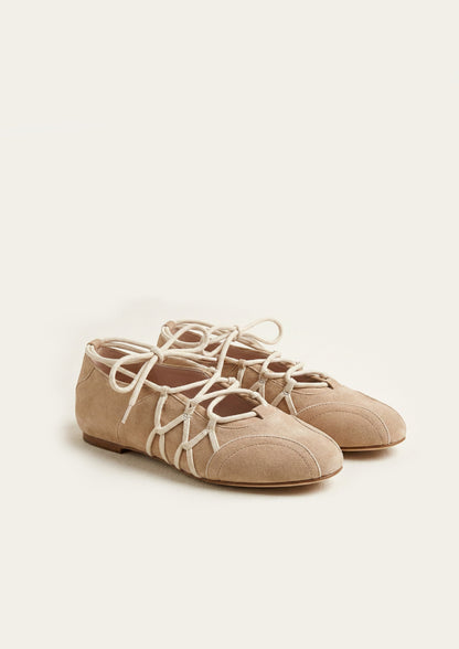 Jw Pei Iria Lace Up Ballet Flats Light Brown