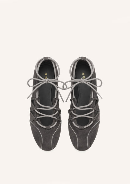 Jw Pei Iria Lace Up Ballet Flats Dark Grey