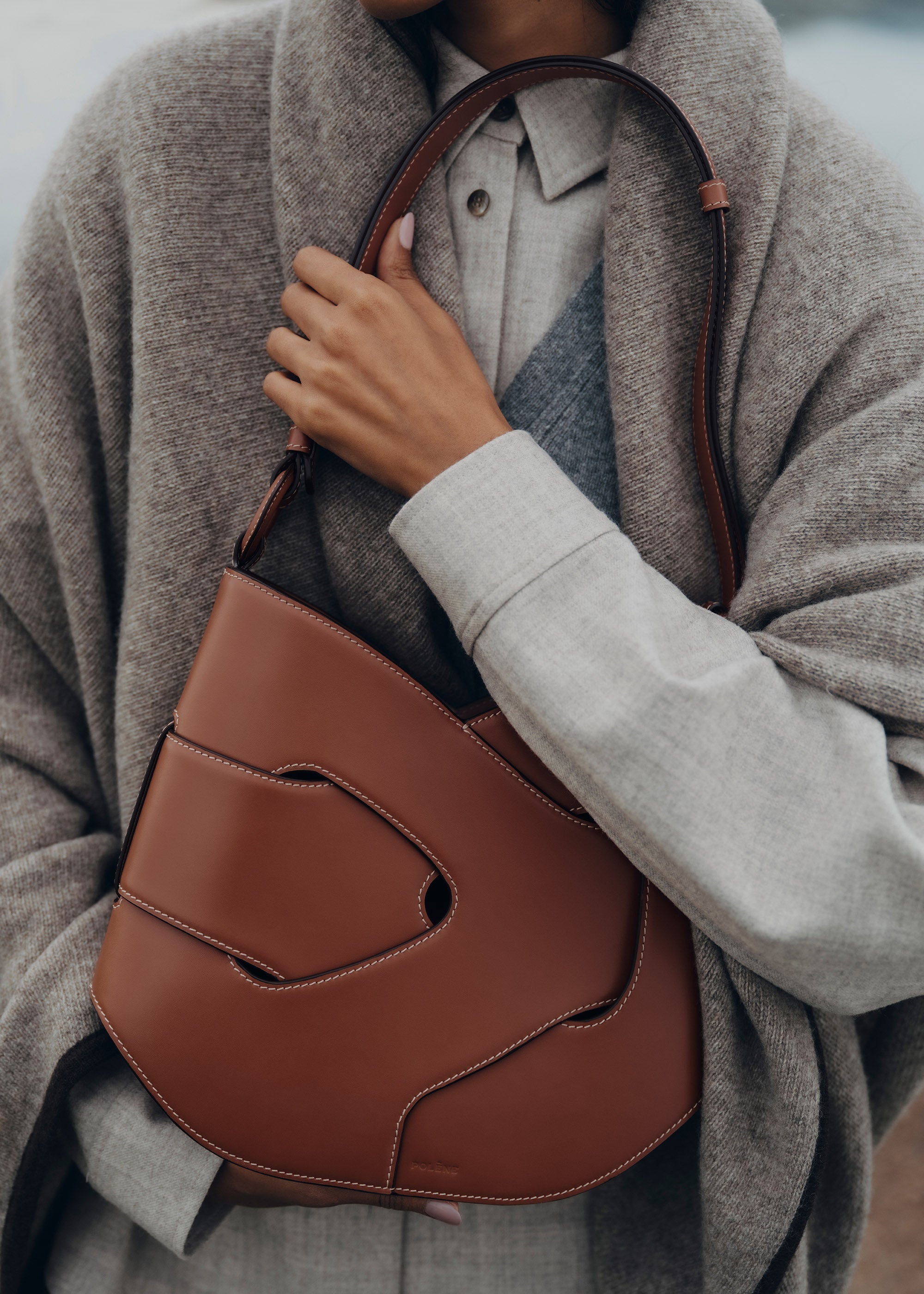 Polene Nodde Hobo Smooth Cognac