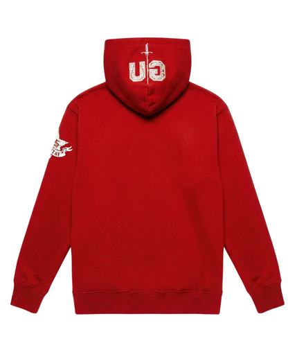 RED GRUNGE ZIPPER HOODIE
