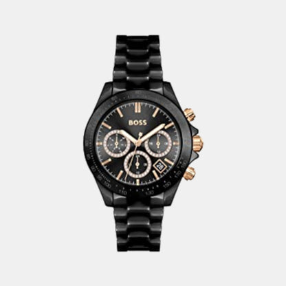 Boss Novia Women Quartz Black Dial Chronograph Stainless Steel Watch 1502633