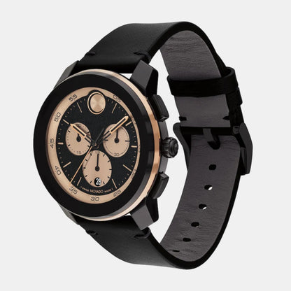 Movado Bold TR90 Men Quartz Black Dial Chronograph Stainless Steel Watch 3601114