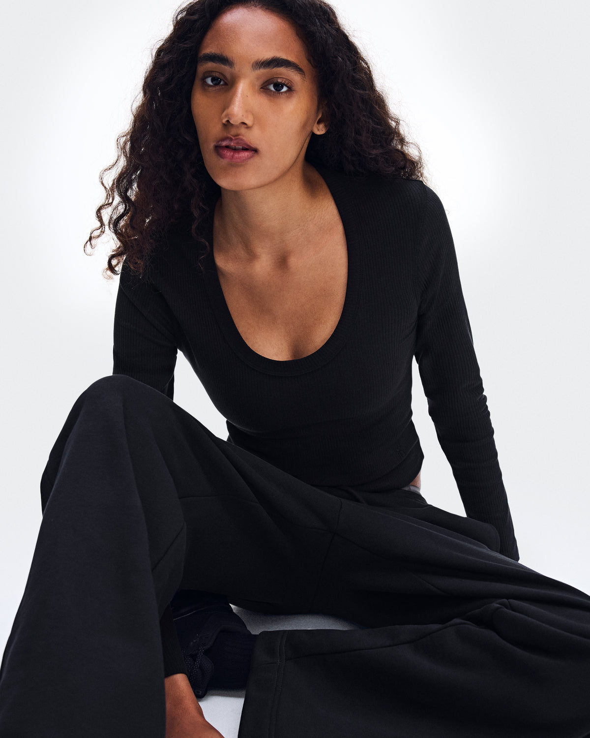 On All-Day Ribbed Long-T Black (Women'S)