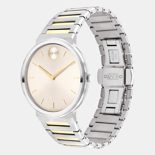 Movado Bold Horizon Men Quartz Taupe Dial Analog Stainless Steel Watch 3601075