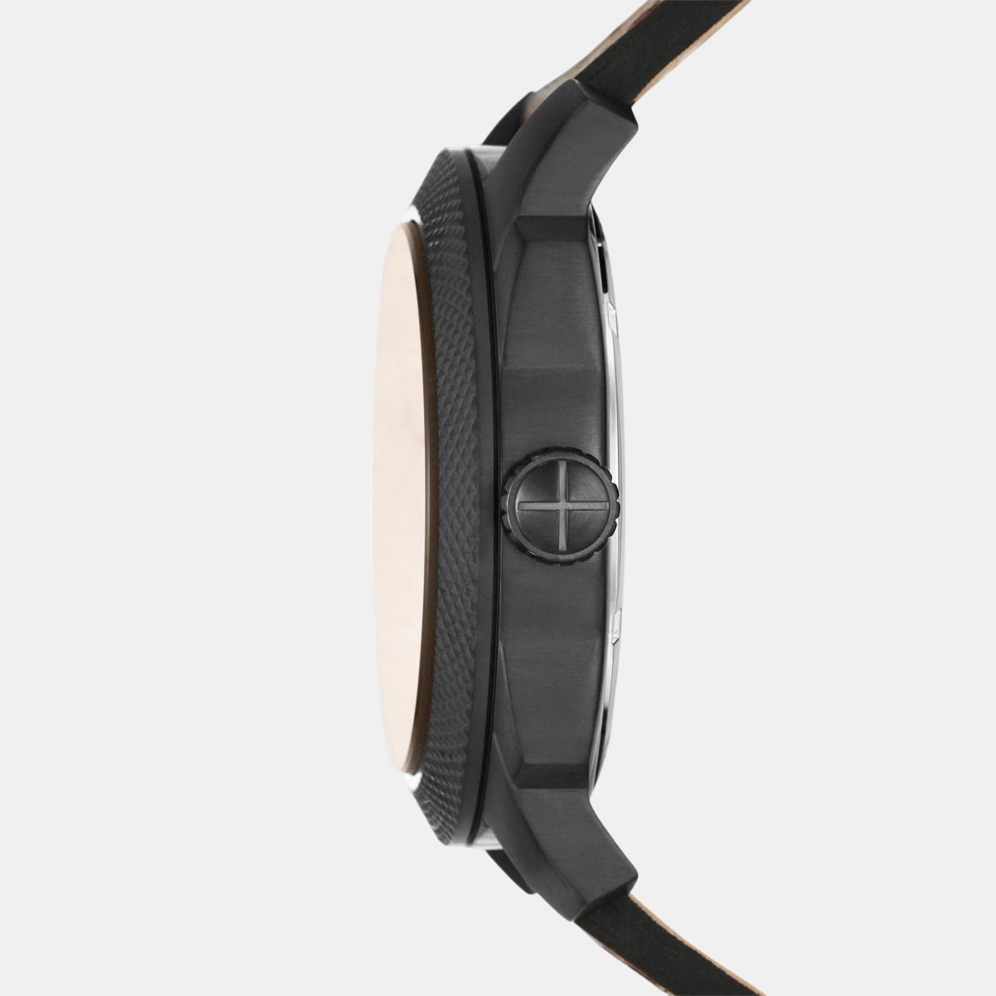 Fossil Machine Men Quartz Black Dial Analog Leather Watch Fs5972