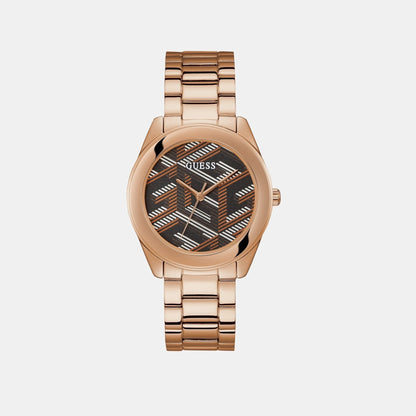 Guess Cubed Women Quartz Brown Dial Analog Stainless Steel Watch Gw0607L3