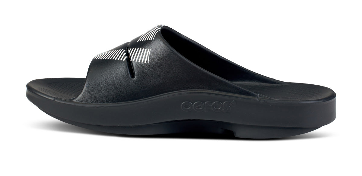 Oofos Women's Sport Slide White & Black