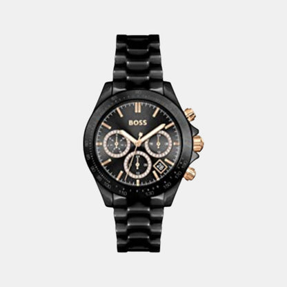 Boss Novia Women Quartz Black Dial Chronograph Stainless Steel Watch 1502633