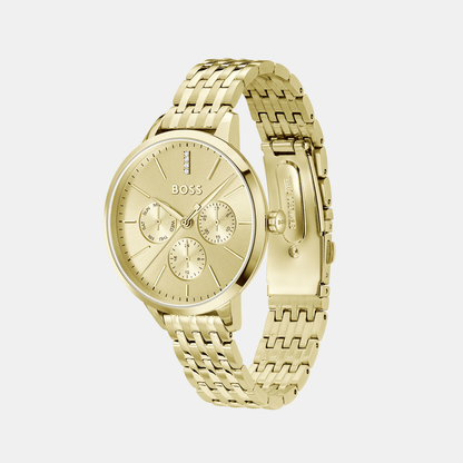 Boss Symphony Le Women Quartz Gold Dial Multi-Function Stainless Steel Watch 1502782