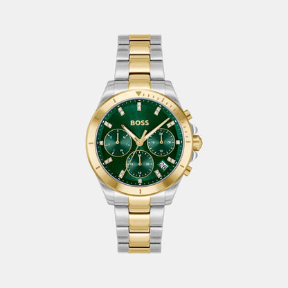 Boss Alley Women Quartz Green Dial Chronograph Stainless Steel Watch 1502827
