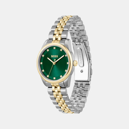 Boss Graceful Precious Women Quartz Green Dial Analog Stainless Steel Watch 1502834