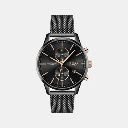 Boss Associate Men Quartz Black Dial Chronograph Stainless Steel Watch 1513811