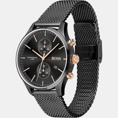 Boss Associate Men Quartz Black Dial Chronograph Stainless Steel Watch 1513811