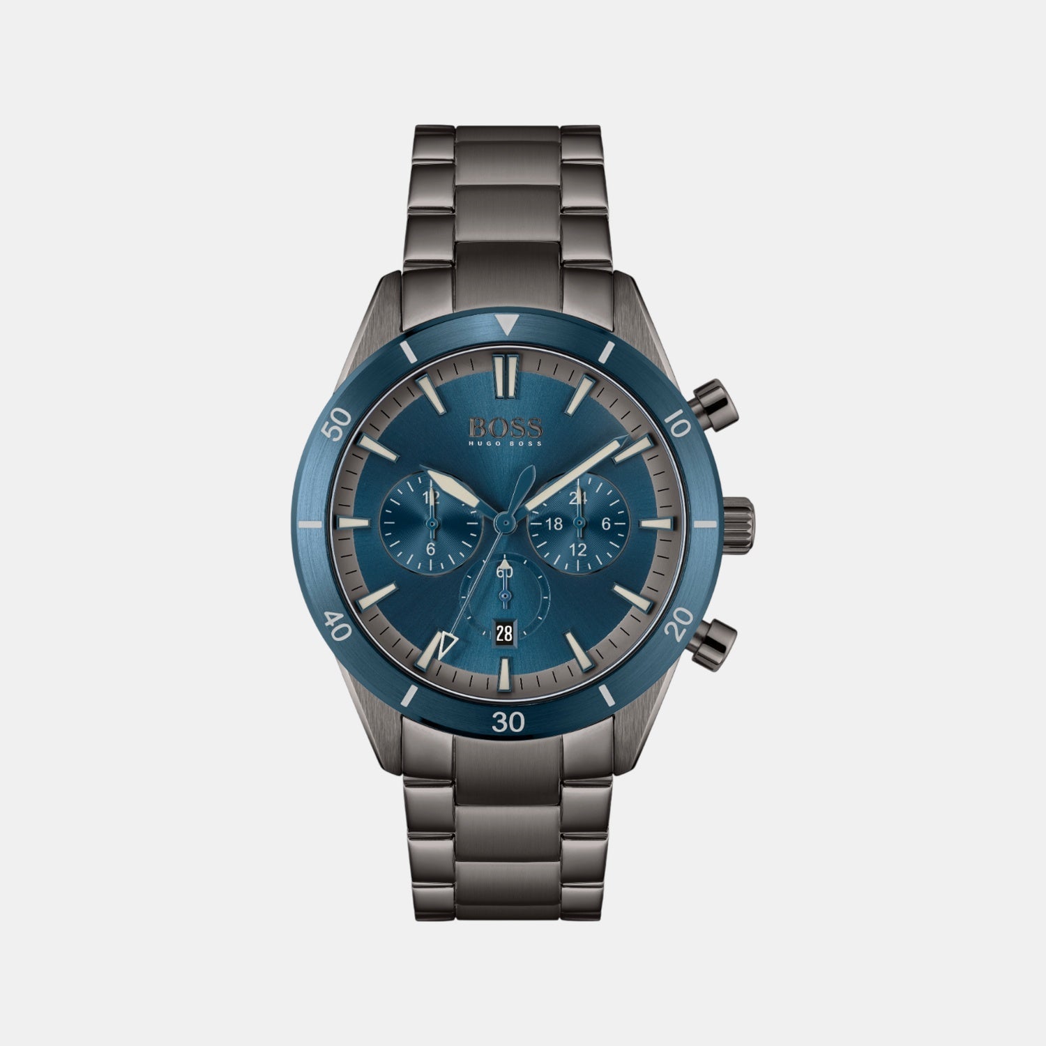 Boss Santiago Men Quartz Blue Dial Chronograph Stainless Steel Watch 1513863