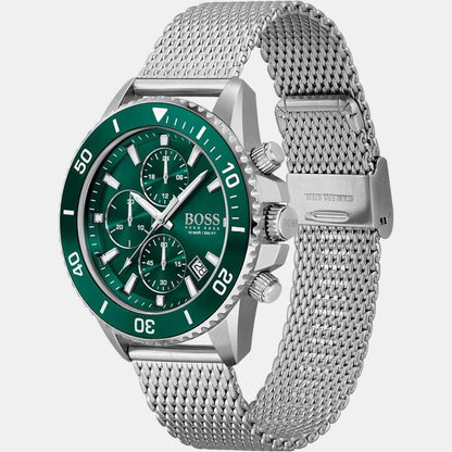 Boss Admiral Men Quartz Green Dial Chronograph Stainless Steel Watch 1513905