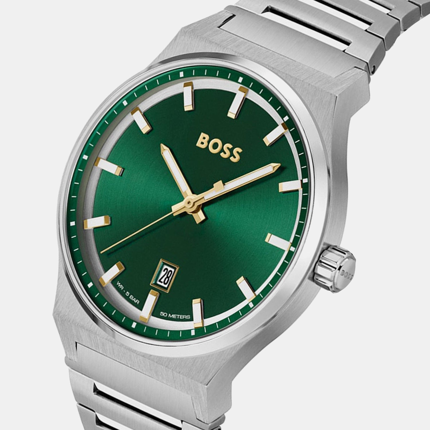 Boss Candor Men Quartz Green Dial Analog Stainless Steel Watch 1514079