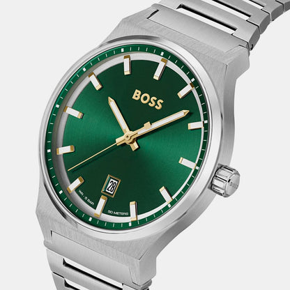 Boss Candor Men Quartz Green Dial Analog Stainless Steel Watch 1514079