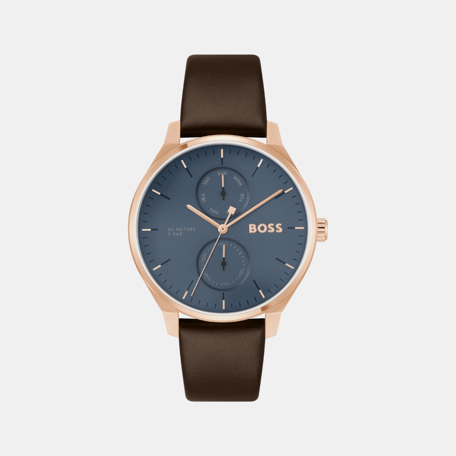 Boss Tyler Men Quartz Blue Dial Chronograph Leather Watch 1514103